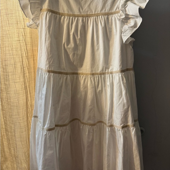 Women's Cream Ruffle Tiered Maxi Dress - Picture 2 of 4